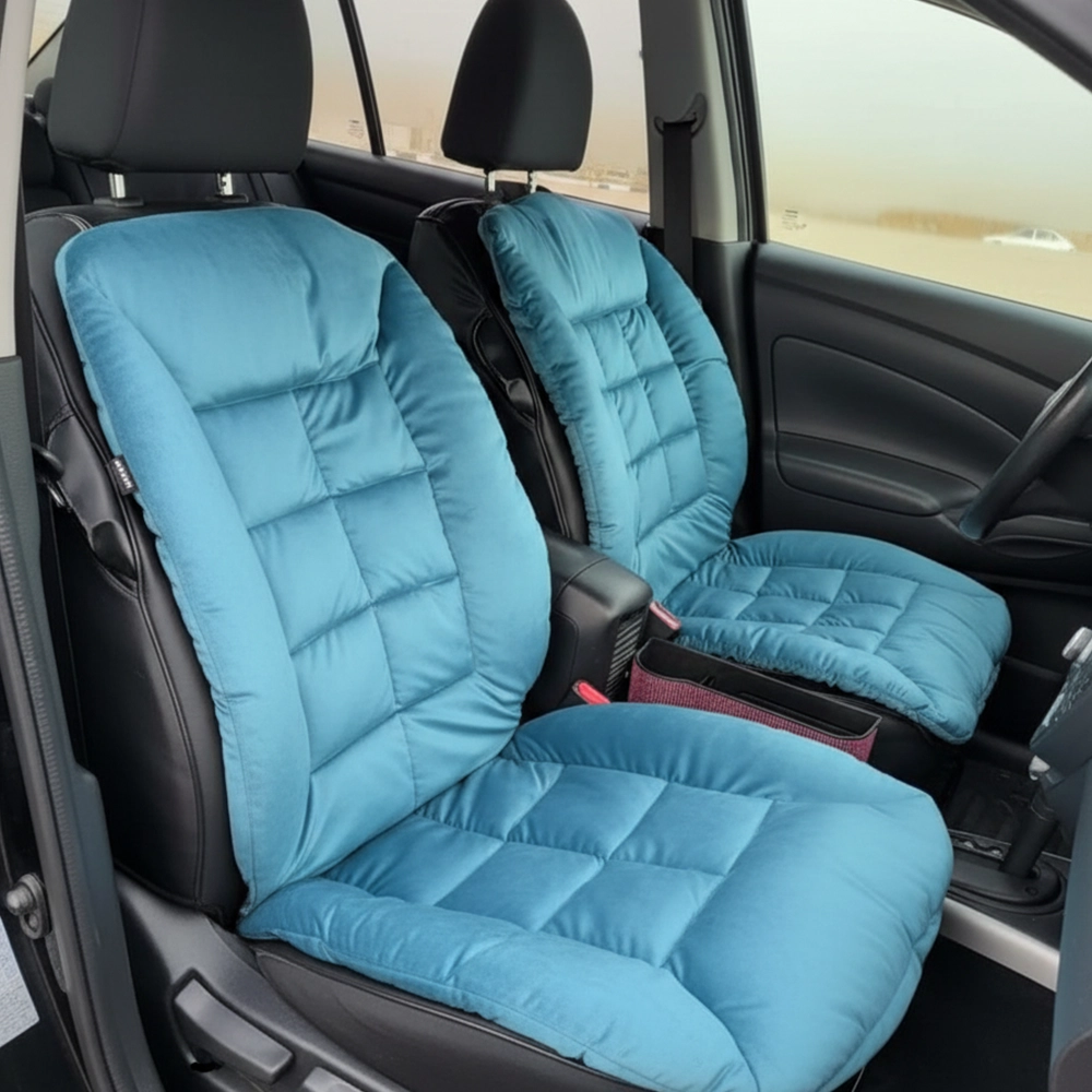 طقم فرش كراسى قطيفة 2 قطعة لون تركواز