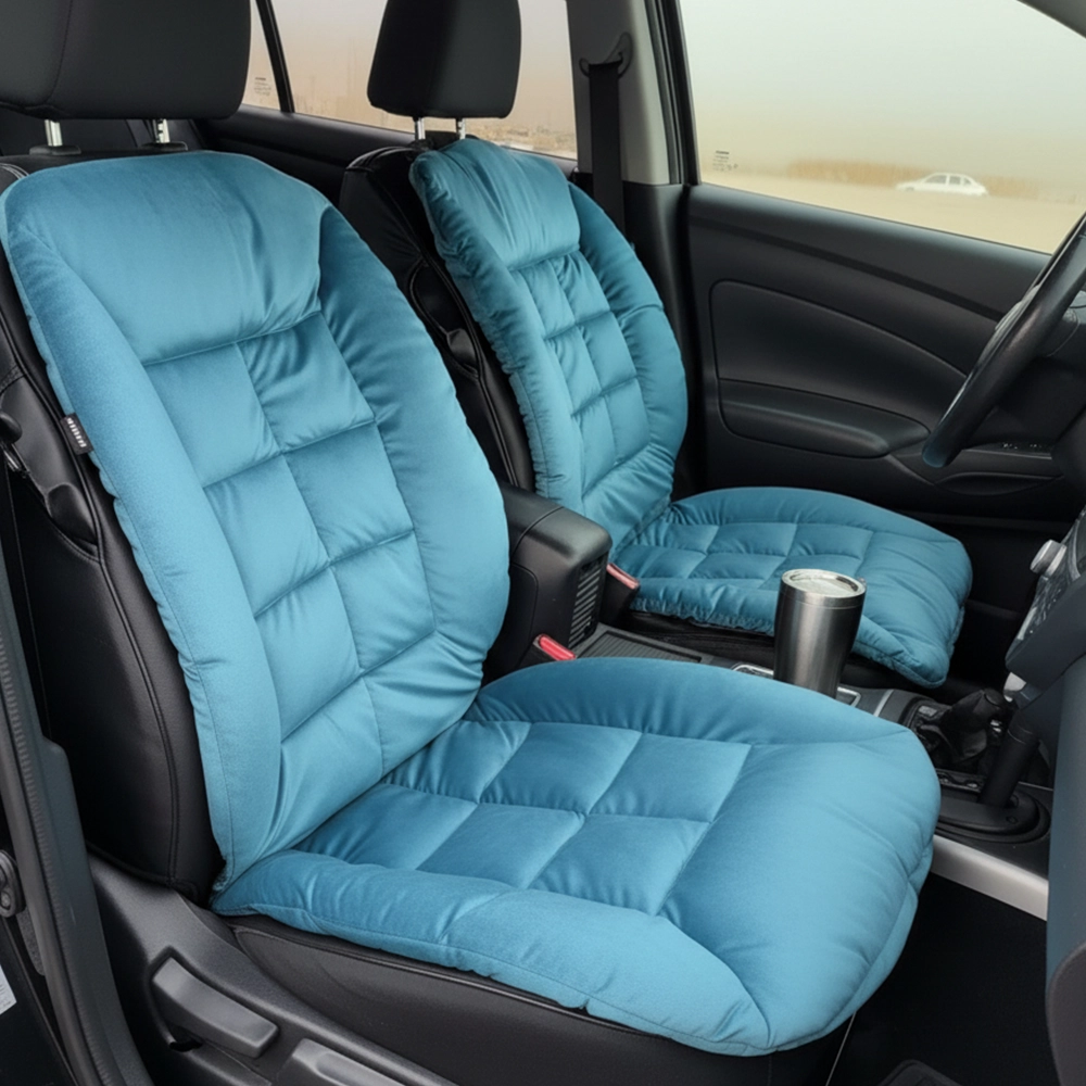 طقم فرش كراسى قطيفة 2 قطعة لون تركواز