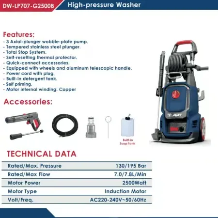 ماكينة غسيل 195 بار 2500 وات 468 لترAPT