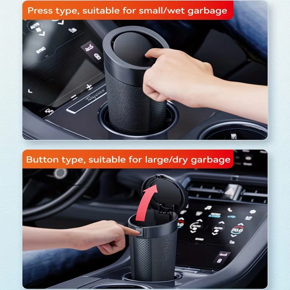 سلة مهملات سيارة محمولة  – تصميم  للأبواب والجيوب الجانبية والكاب هولدر