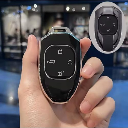 غطاء حماية لمفتاح السيارة بـ4 مفاتيح مناسب لGAC - Empow- Emzoom-Emkoo  (اسود فضي