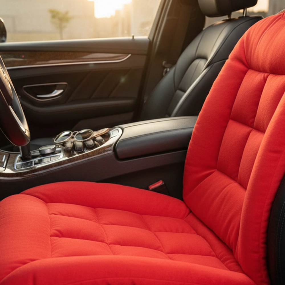 طقم فرش كراسى قطيفة 2 قطعة لون احمر