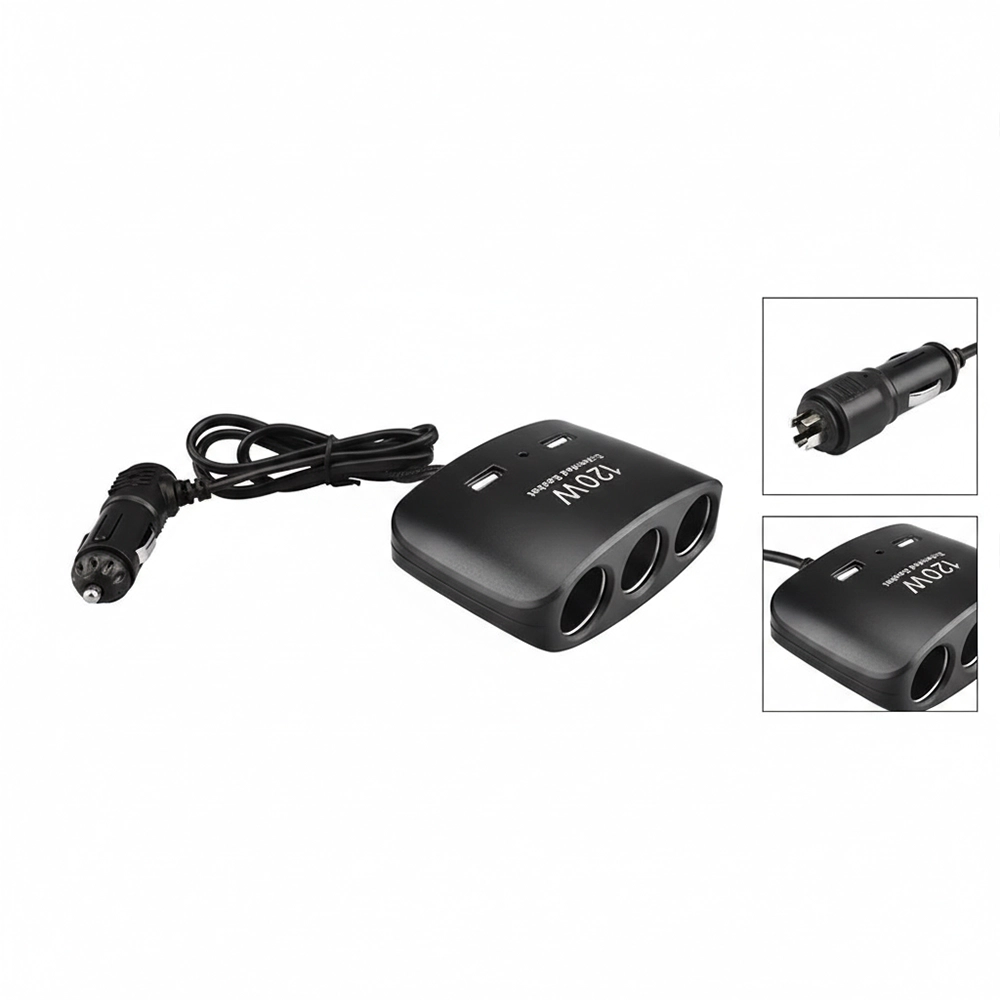 مشترك ولاعة السيارة  – شاحن سيارة متعدد المنافذ 120 وات مع منفذ USB