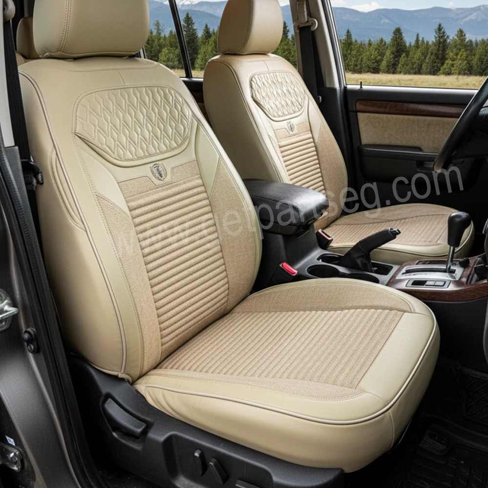 طقم كسوة كراسى جلد  - لون بيج