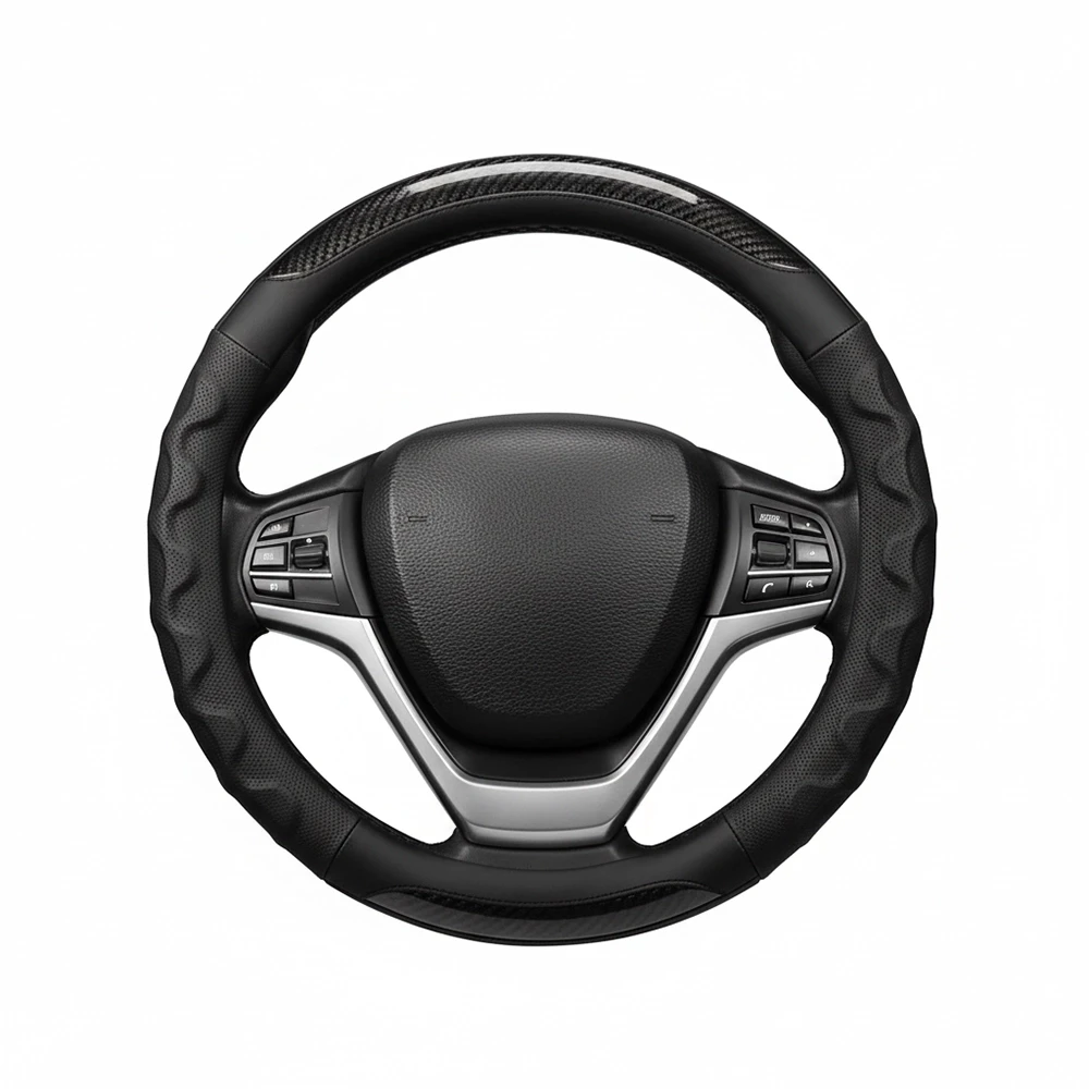 جراب طارة جلد دائرى لون اسود كربون - كفر دركسيون فخم بتصميم عصري وملمس مريح