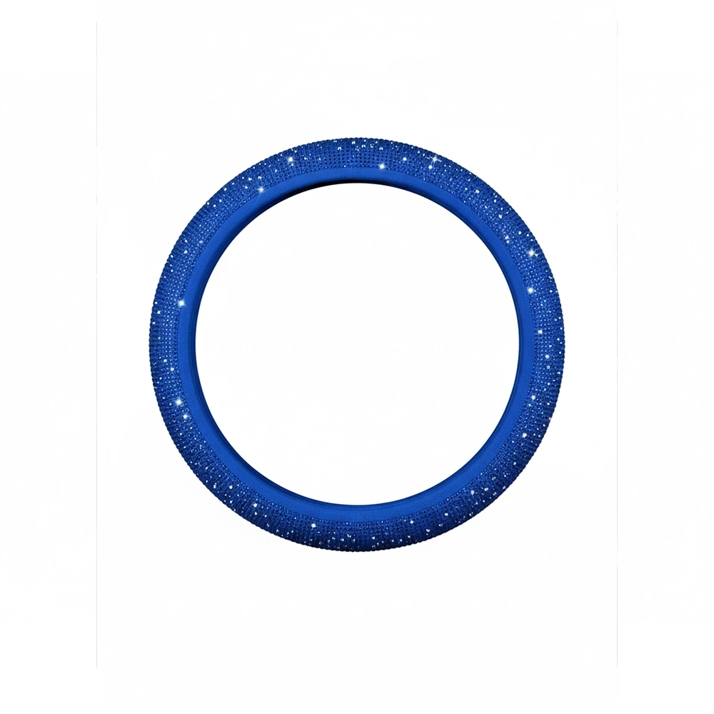 جراب طارة جلد ستراس ازرق دائرى كفر دركسيون فخم بتصميم عصري وملمس مريح